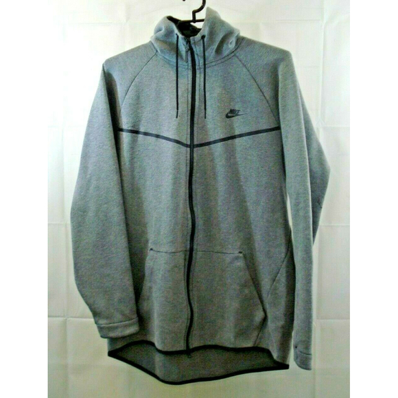 Nike Mens 2XLTT Sportswear Windrunner Hoodie Jacket Full Zip Grey Black Sz 2XLTT - Picture 1 of 6